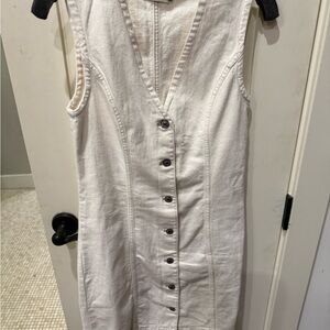 Abercrombie & Fitch Cream Button-Down Midi Dress